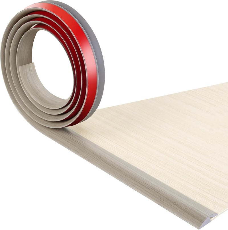 bnell Floor Transition Strip Self Adhesive-PVC Carpet & Floor Edging Trim Strip,Threshold Transitions Suitable for Threshold Height Less Than 7mm (9.84FT_Gray Wood Grain) - Image 1